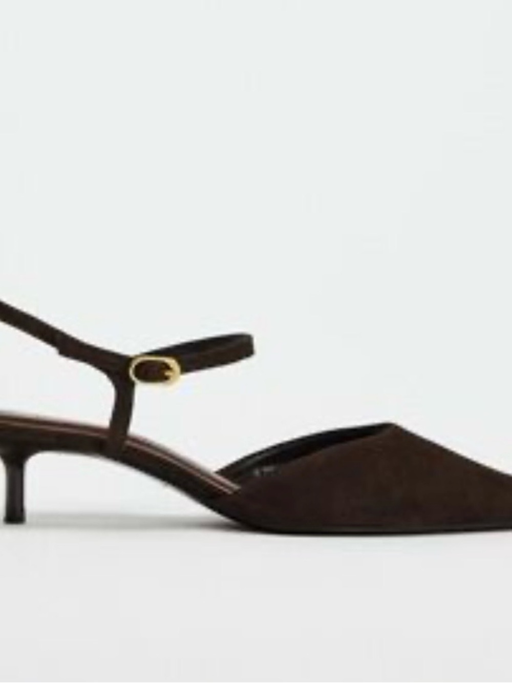 Zara Pointed Kitten Heel Slingback in Dark Brown